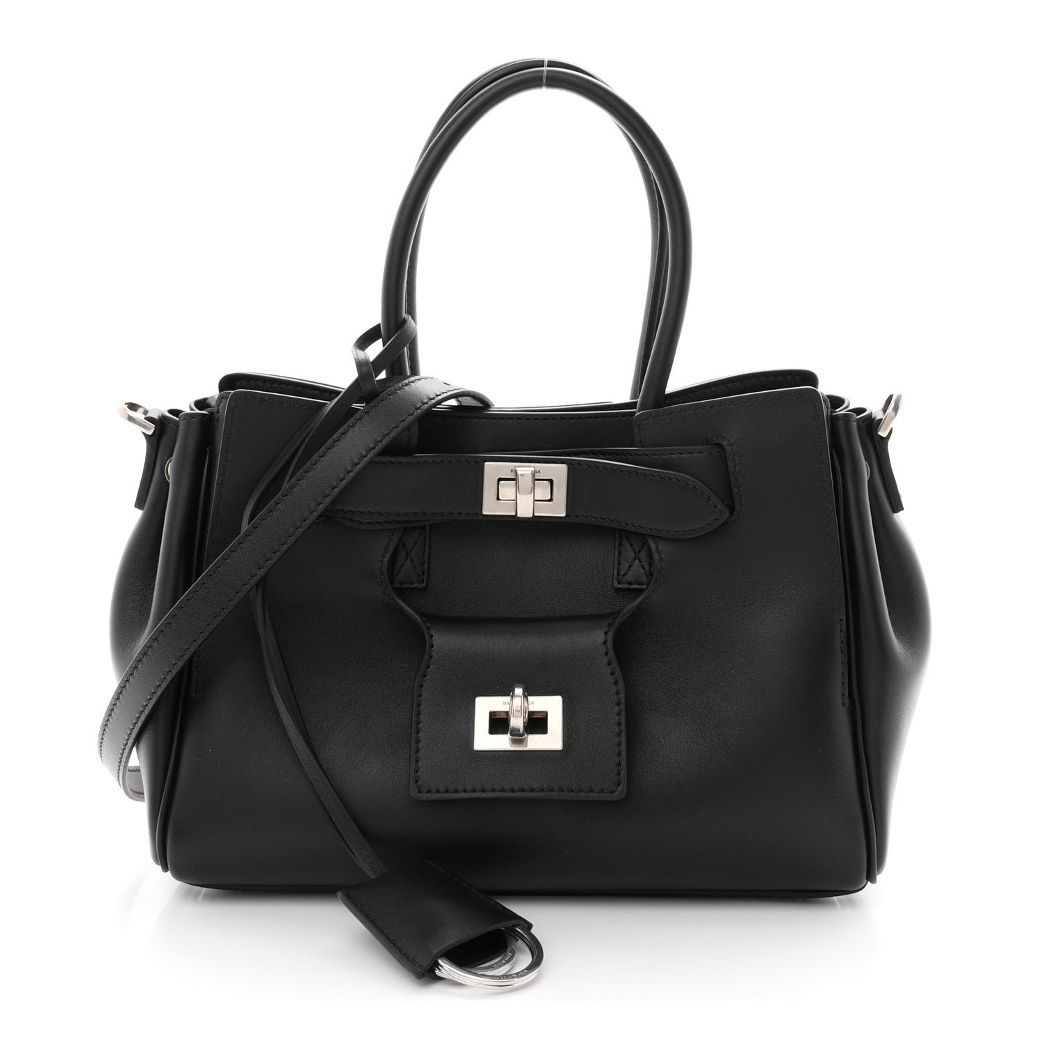 Balenciaga Smooth Calfskin Mini Bel Air Carry All Bag Black