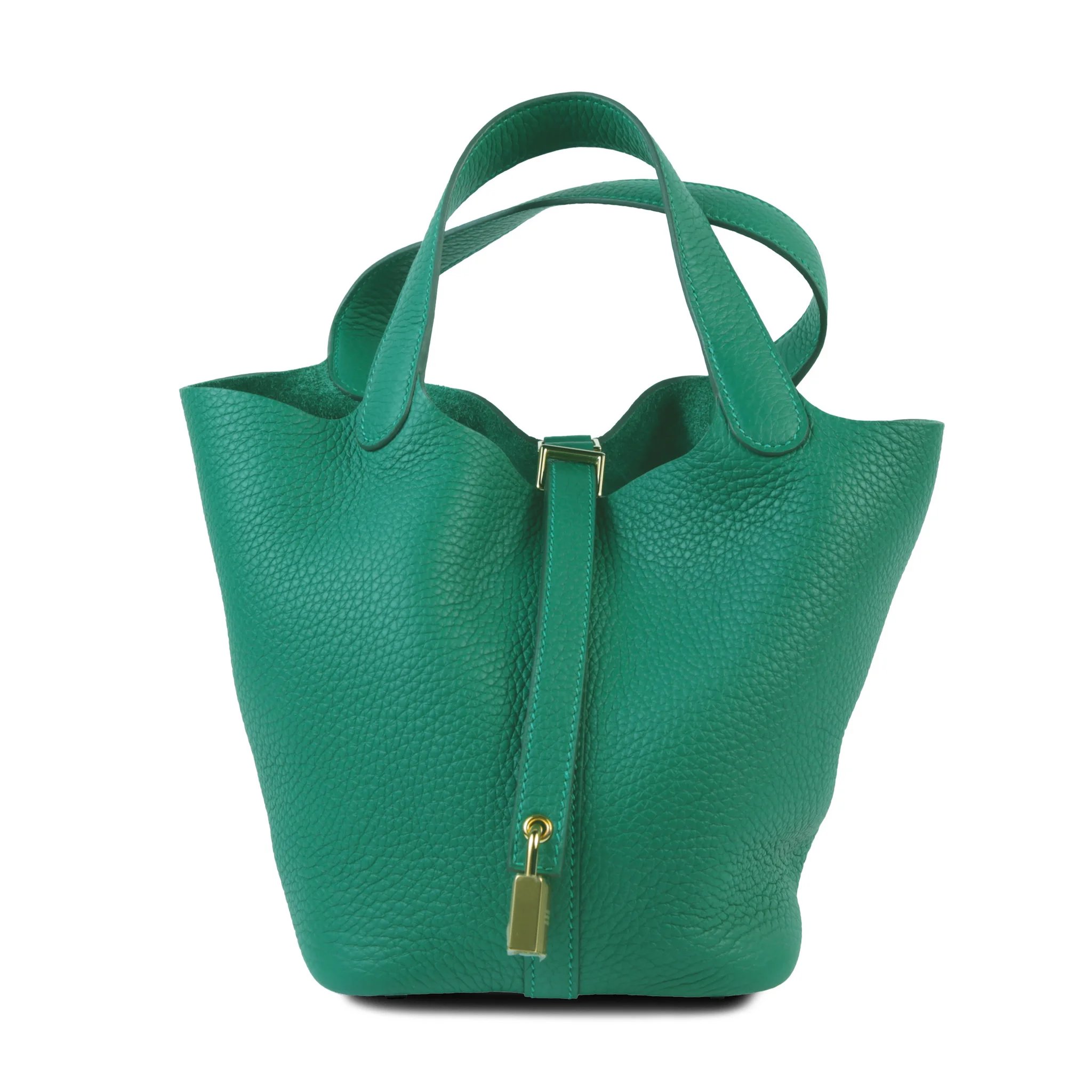 Unused ( Rank NS ) HERMÈS Picotin Lock PM Vert Moyen (65) Clemence Gold hardware K (2025)