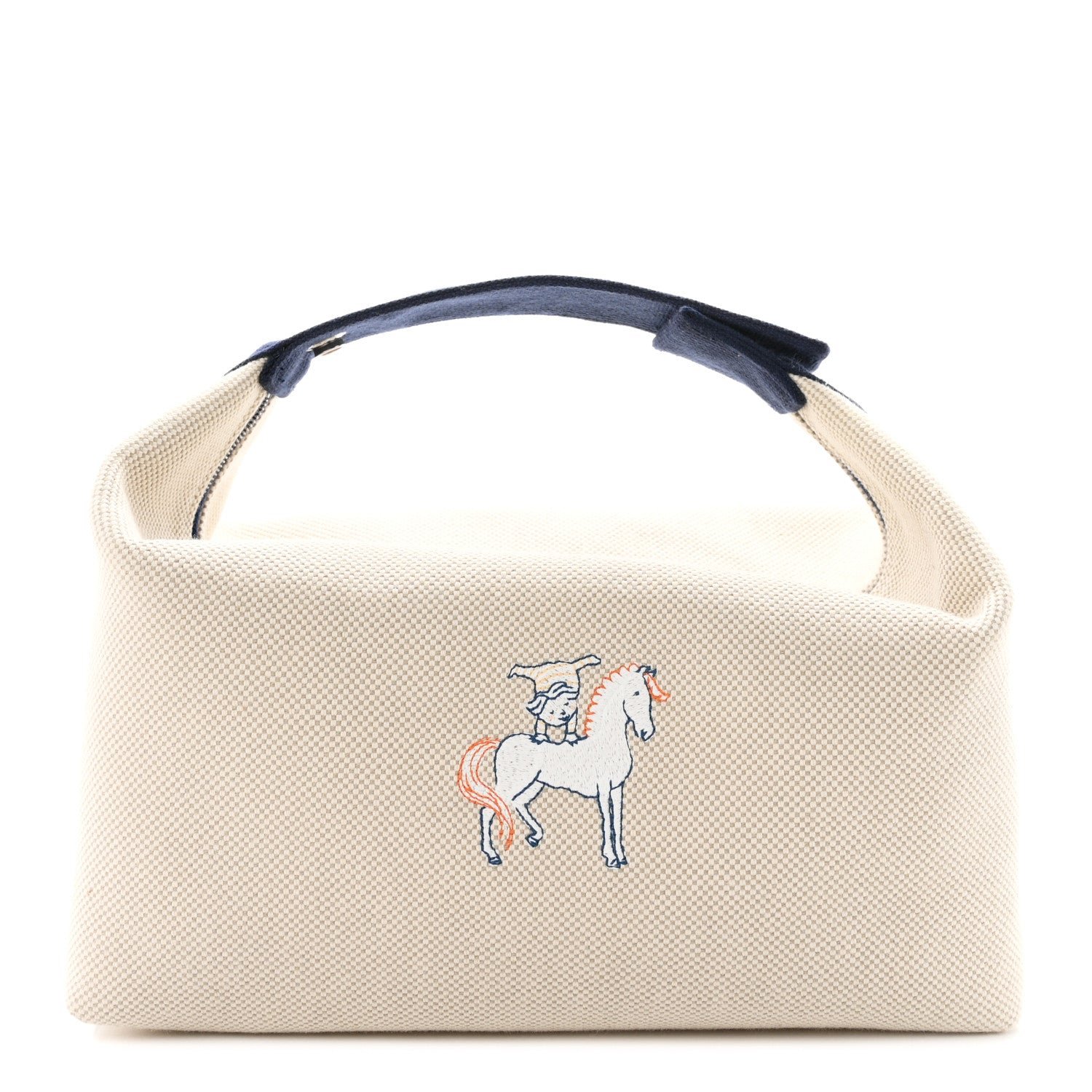 Hermes Canvas Large Bride-A-Brac Cabriole Case gris perle