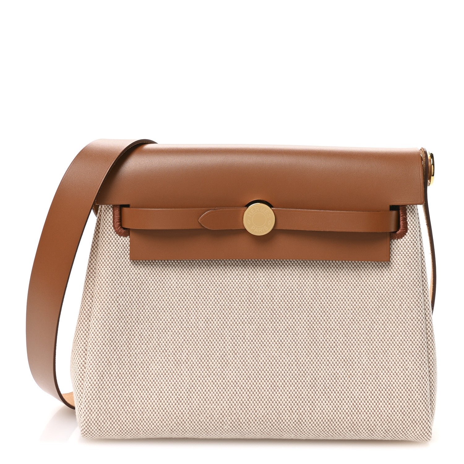 Hermes Military Toile Vache Hunter Herbag Zip Retourne 20 Ecru Beige Fauve