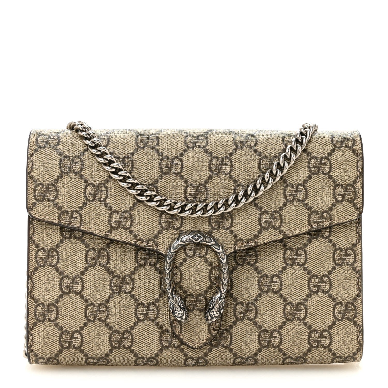 Gucci GG Supreme Monogram Mini Dionysus Chain Wallet Beige Taupe