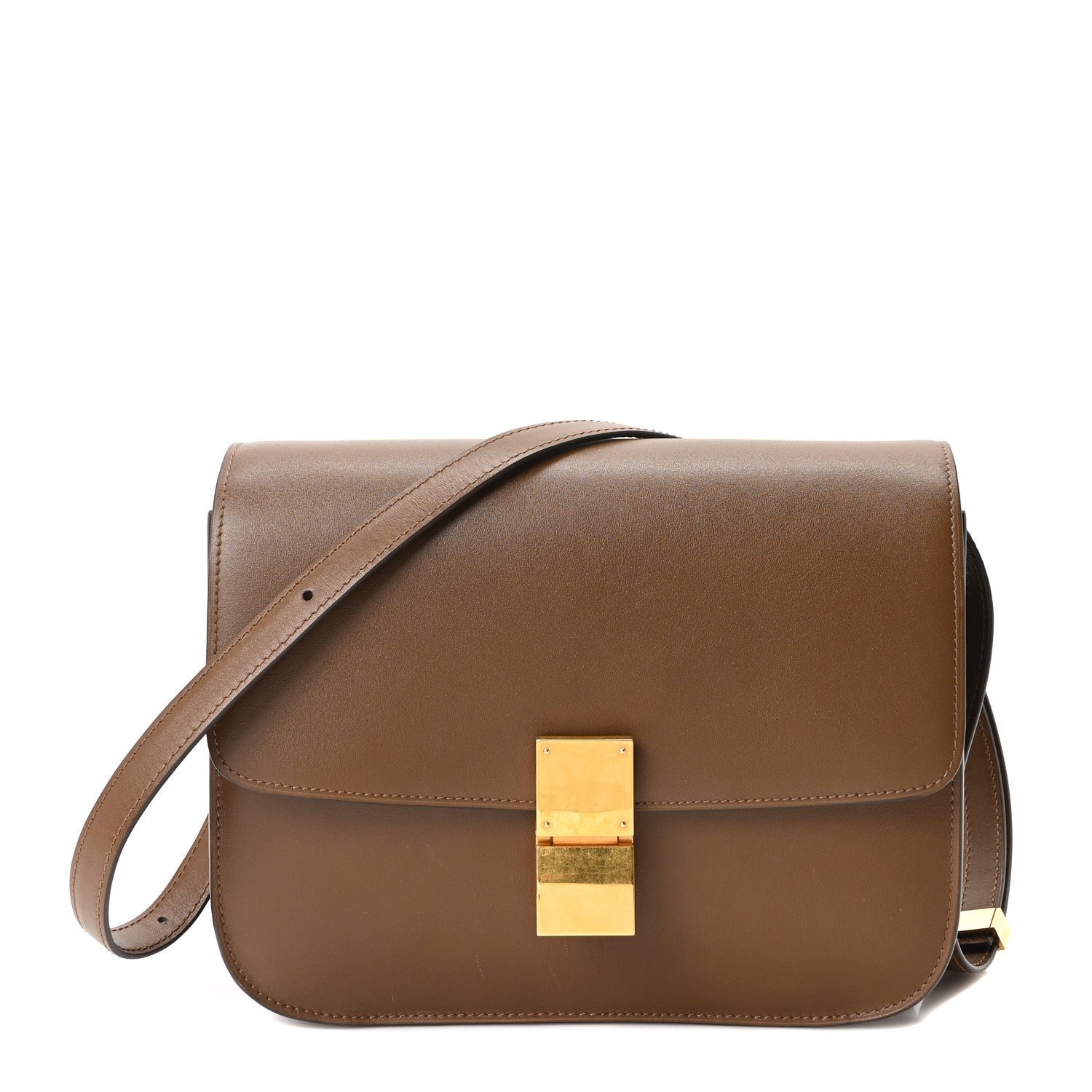 Celine Box Calfskin Medium Classic Box Flap Bag Camel