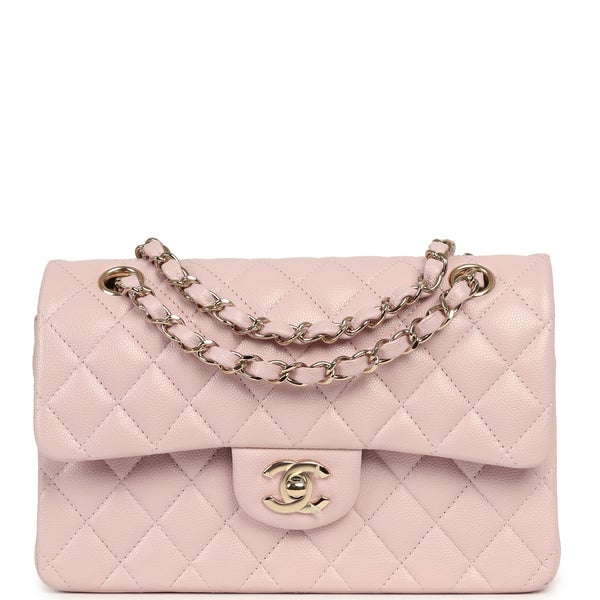 Chanel Small Classic Double Flap Bag Mauve Shiny Caviar Light Gold Hardware