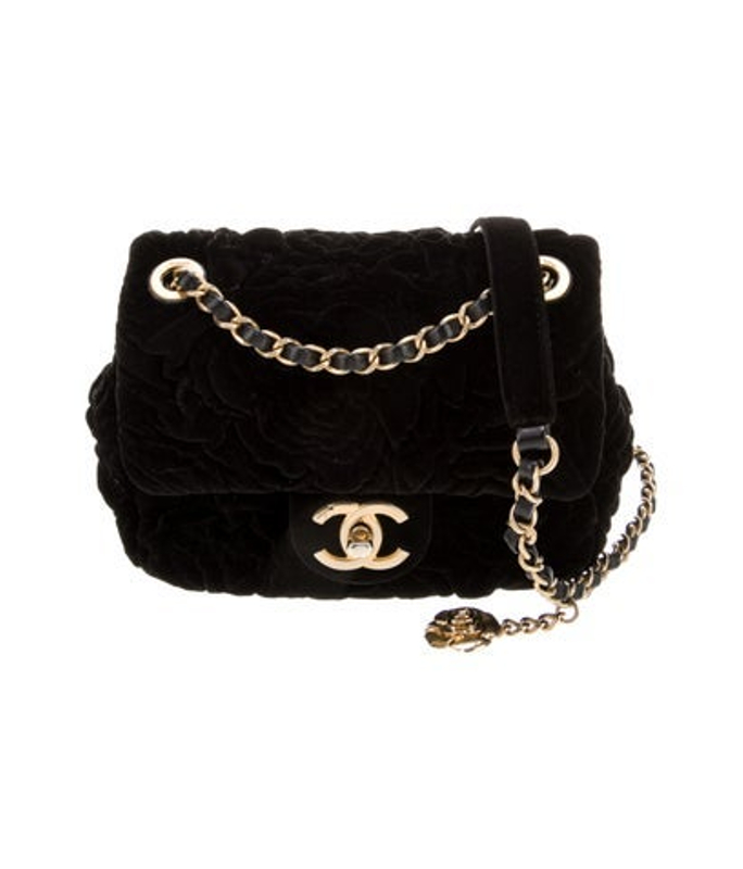 Chanel Velvet Camellia Mini Square Flap Bag