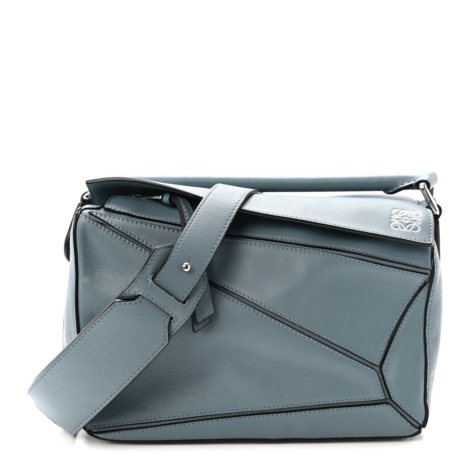 Loewe Calfskin Small Puzzle Bag Stone Blue