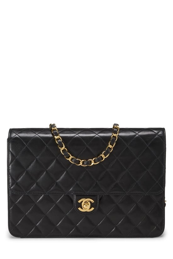 Black Quilted Lambskin Turnlock Ex Flap Medium