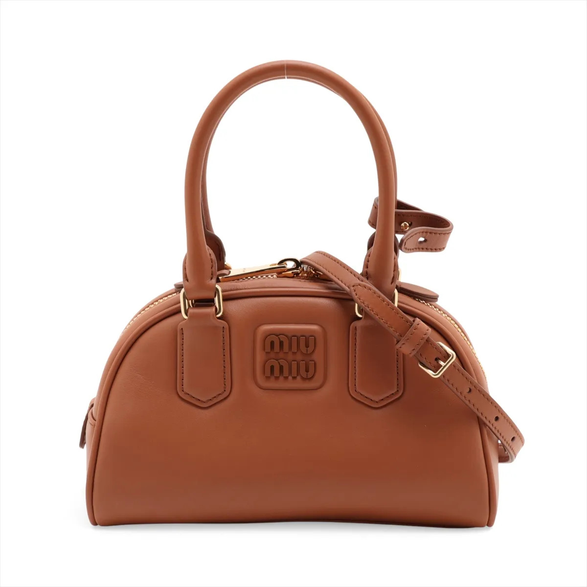 Miu Miu Arkady 5BB191 Leather 2 Way Handbag Brown