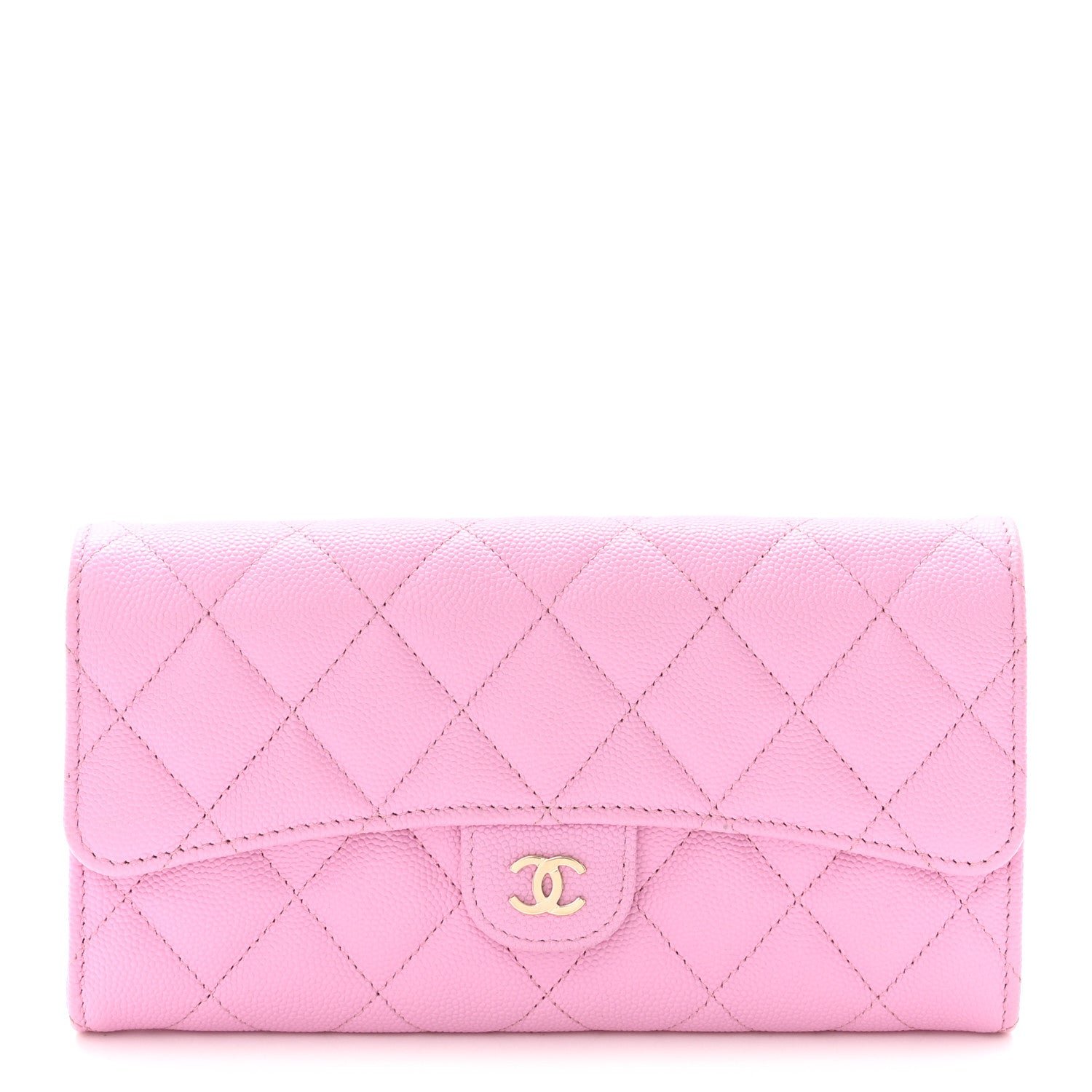 Chanel Caviar Quilted Large Gusset Flap Wallet Lilac