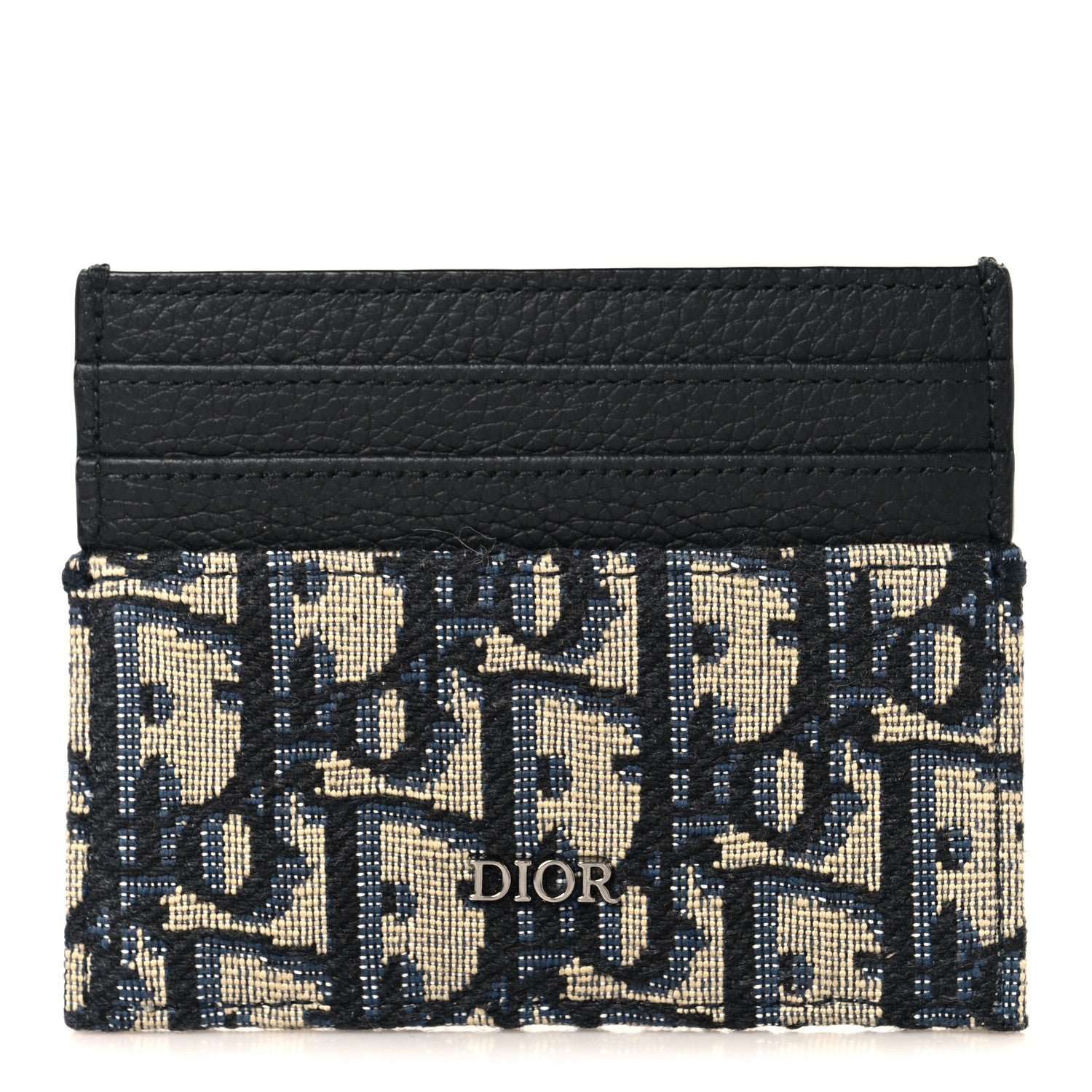 Christian Dior Grained Calfskin Oblique Card Holder Black