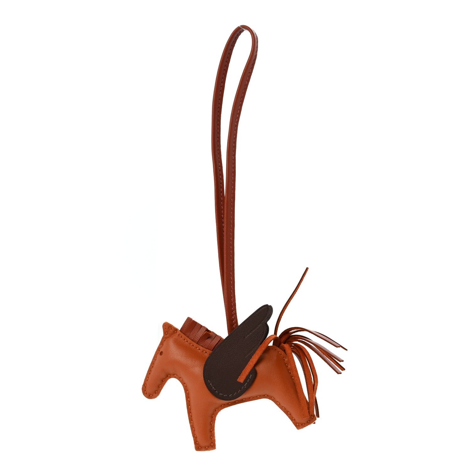 Hermes Hermes Milo Lambskin Grigri Rodeo Pegase Horse Bag Charm PM Pain D'epice Sienne Moka