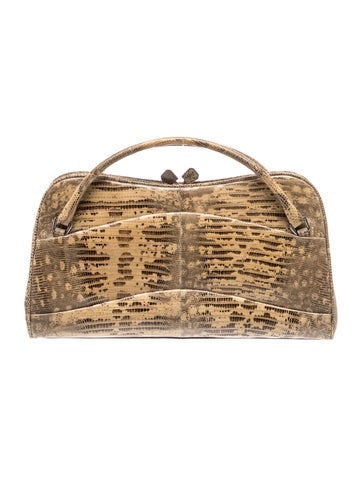 Enameled Metal Triangle Top Handle Bag