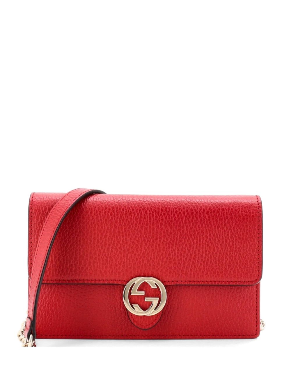 Interlocking Wallet on Chain Leather crossbody bag