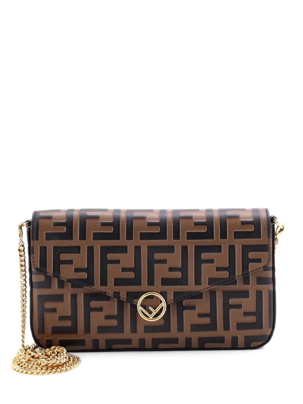 Fendi F is Fendi Envelope on Chain Zucca Embossed Leather clutch bag