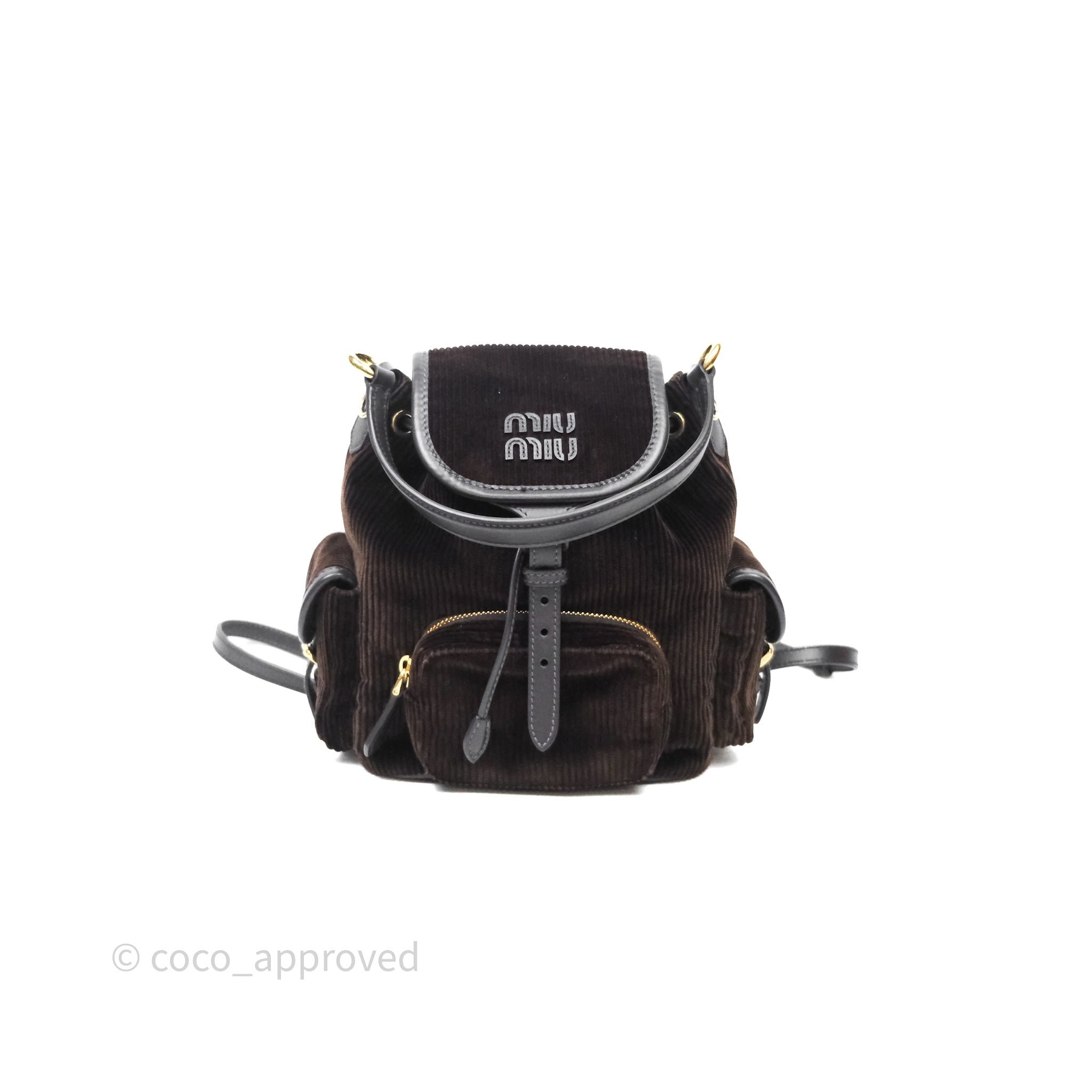 Miu Miu Miu Miu Corduroy Backpack Ebony