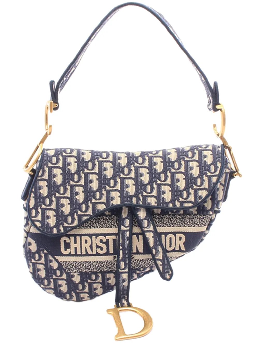 Dior 2010-2026 Oblique Embroidered Canvas Saddle Bag shoulder bag