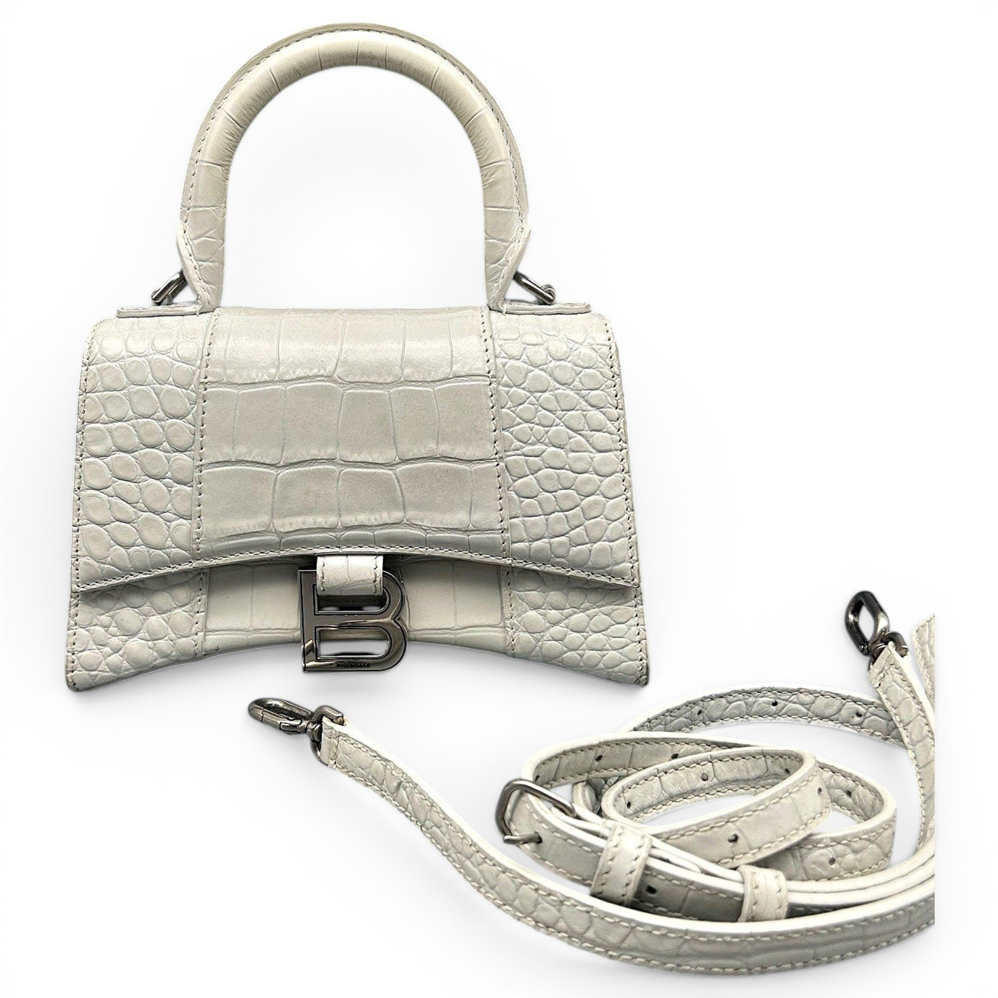 Hourglass leather handbag