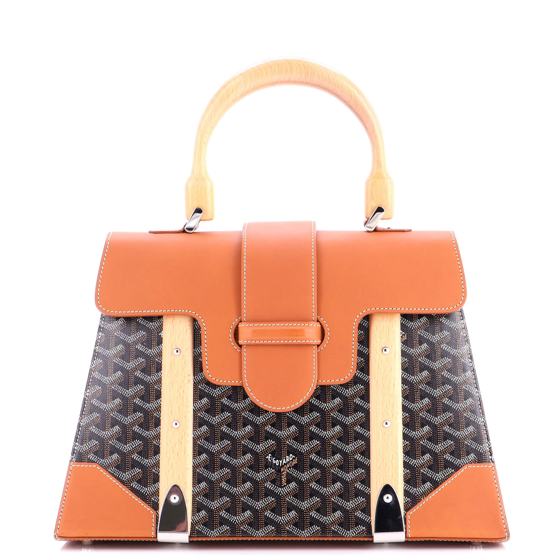 Goyard Saigon Top Handle Bag Coated Canvas with Leather MM