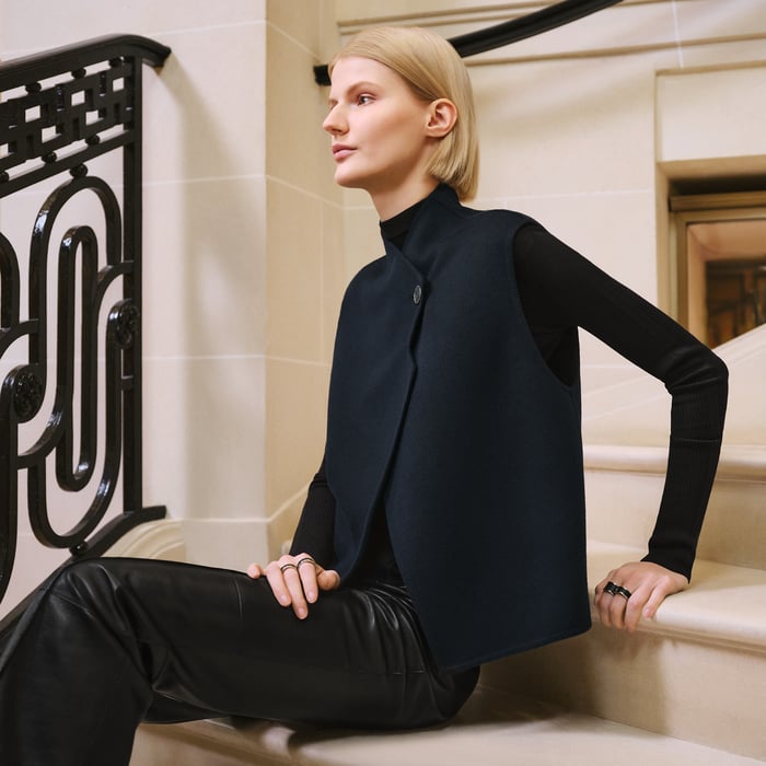 Bleu Noir Cashmere Short Vest