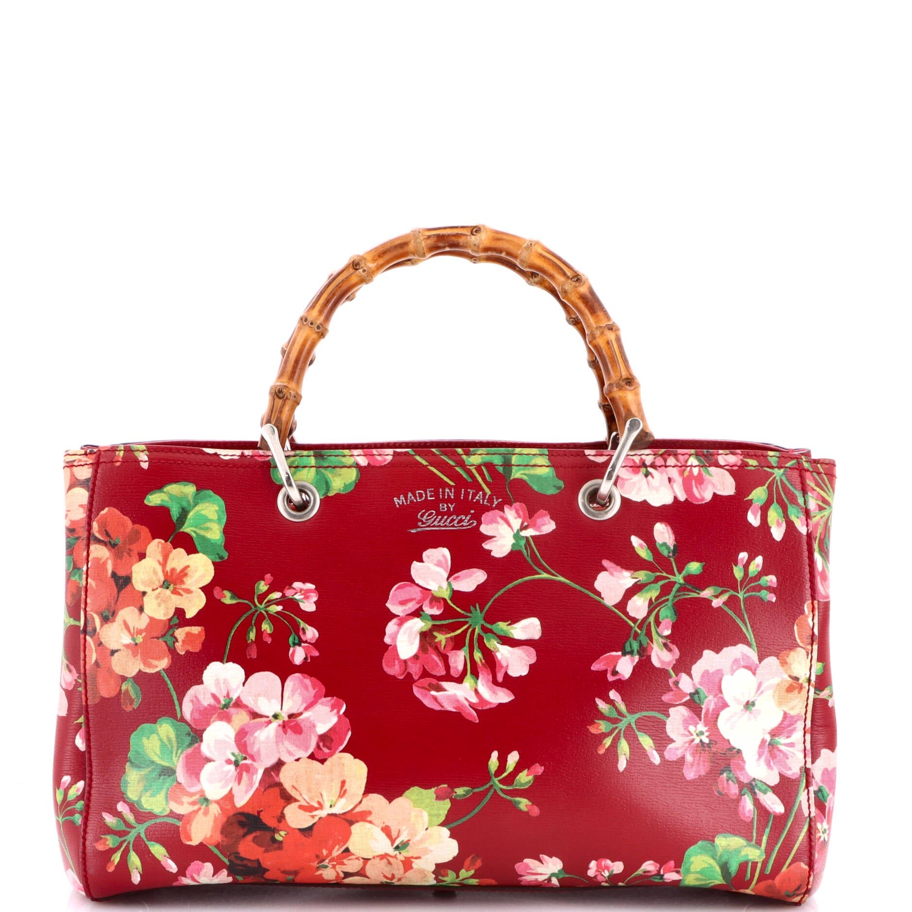 Bamboo Shopper Tote Blooms Print Leather Medium