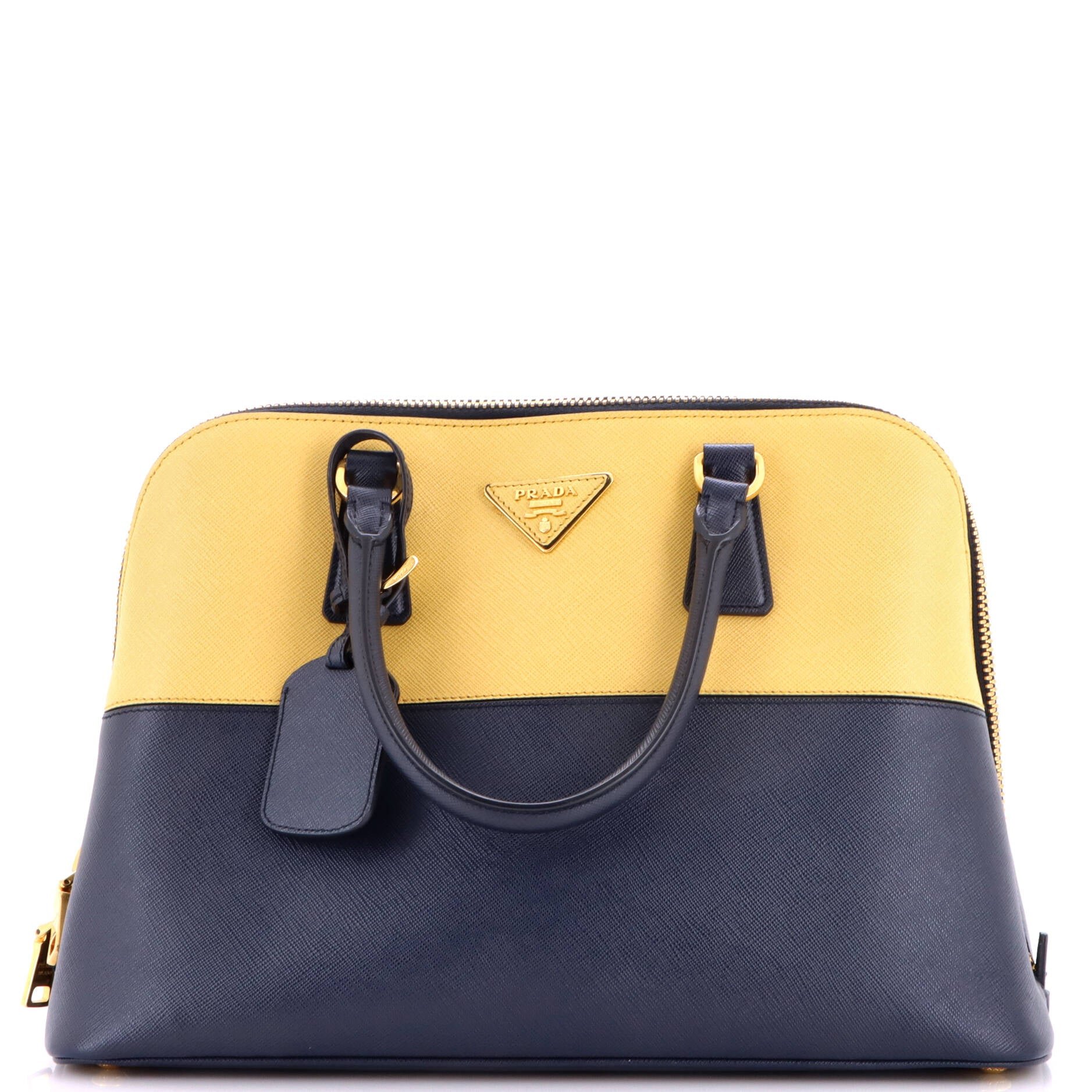Bicolor Promenade Bag Saffiano Leather Medium
