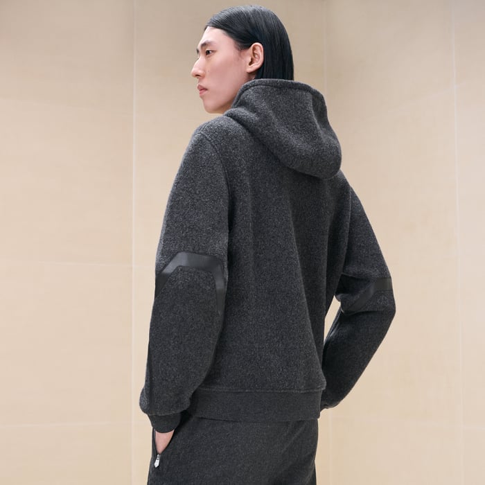 Gris Foncé Varsity Hooded Sweater