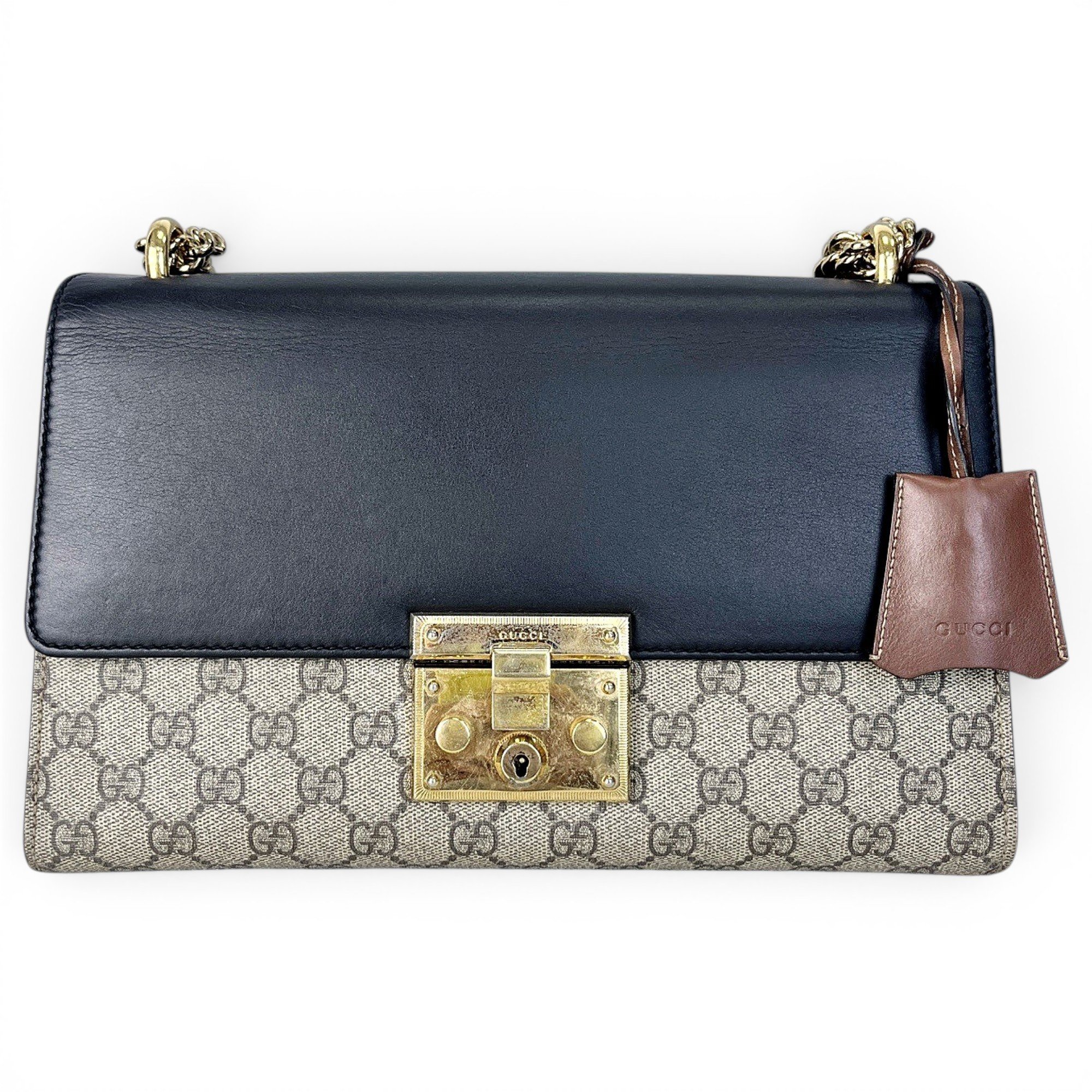 Padlock leather handbag