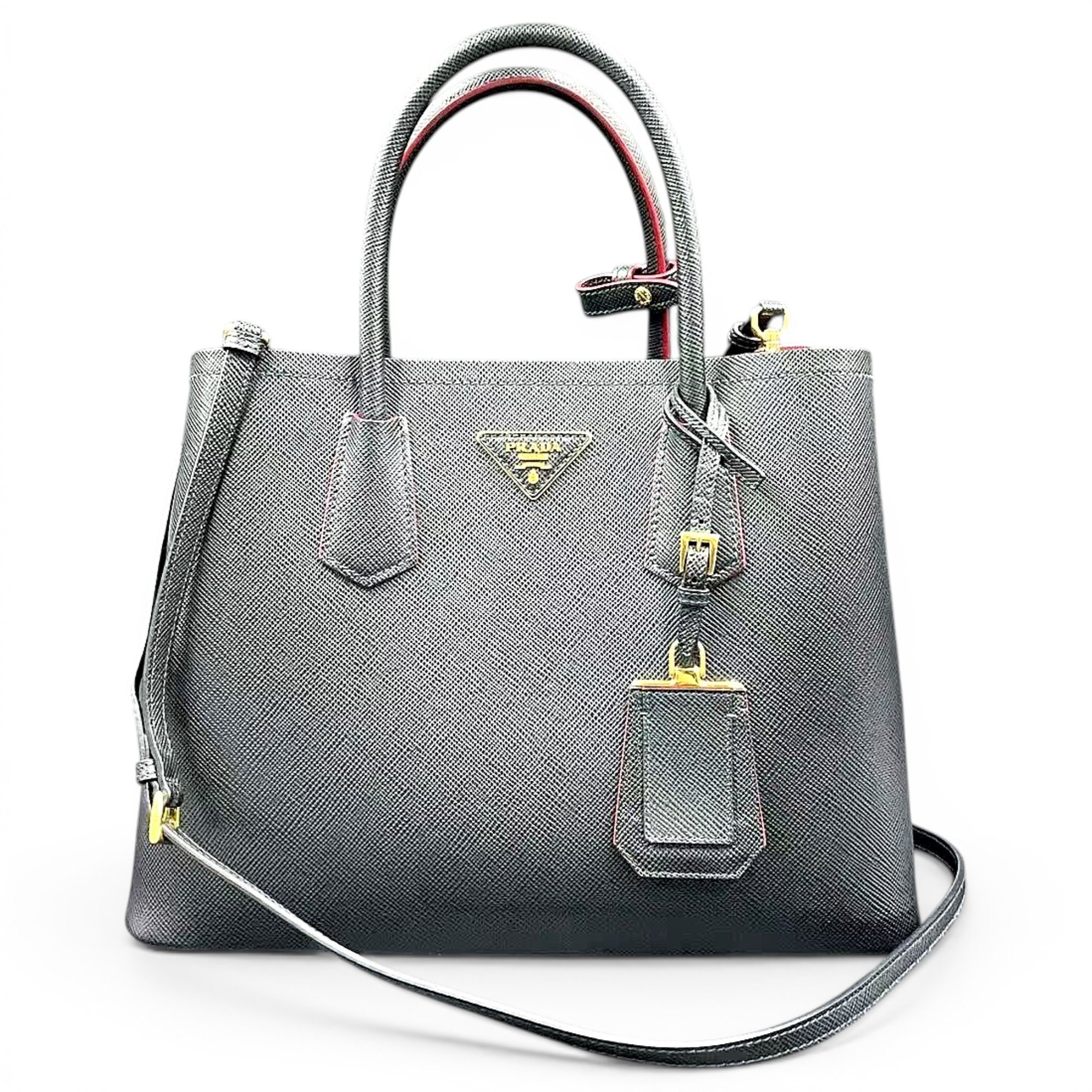 Double leather handbag