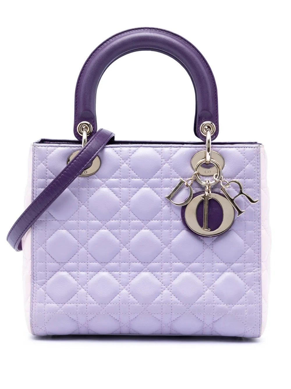 2015 Medium Tricolor Lambskin Cannage Lady Dior satchel