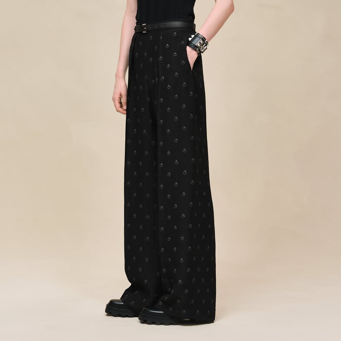 Noir "Aux Champs En Fleurs" Pants