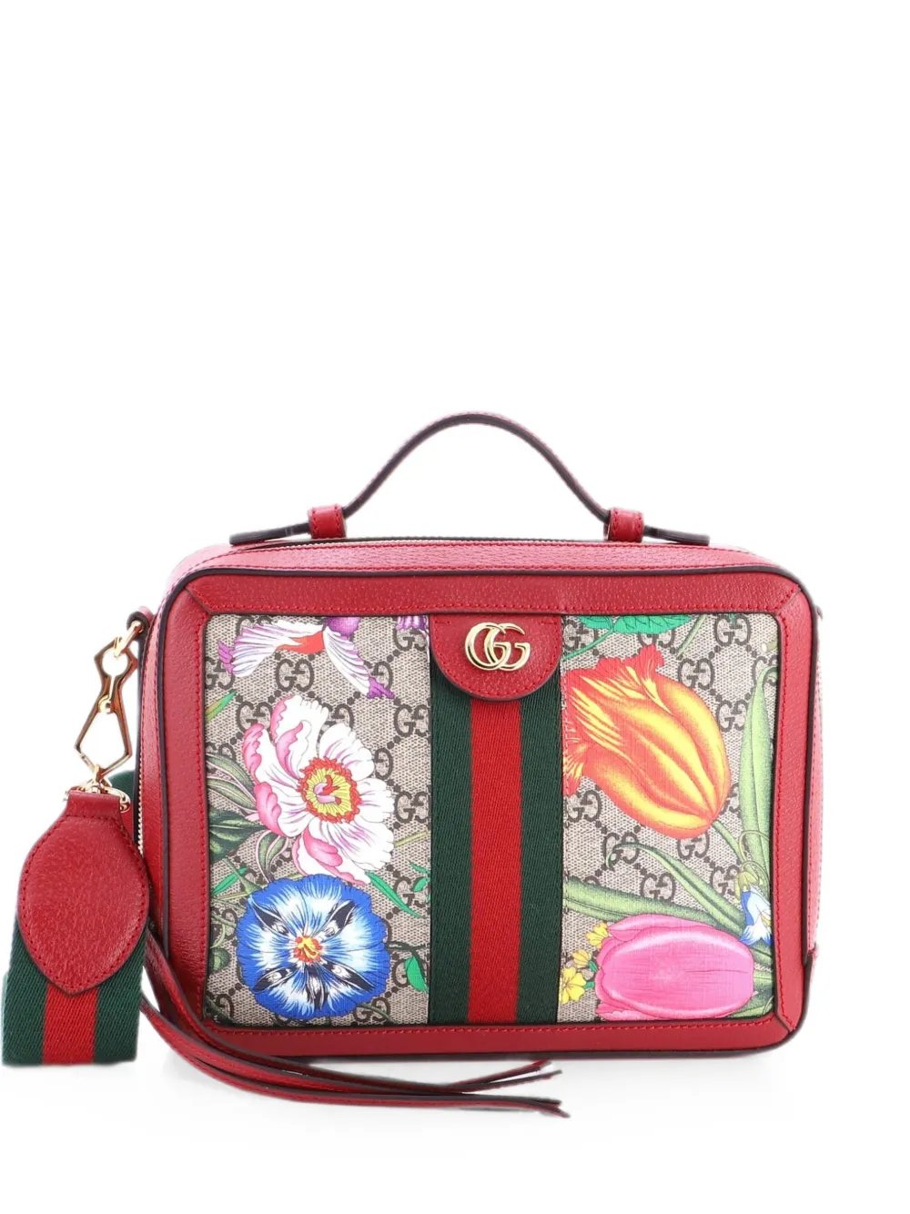 Ophidia Zip Around Camera Bag Flora GG Coated Canvas Small shoulder bag