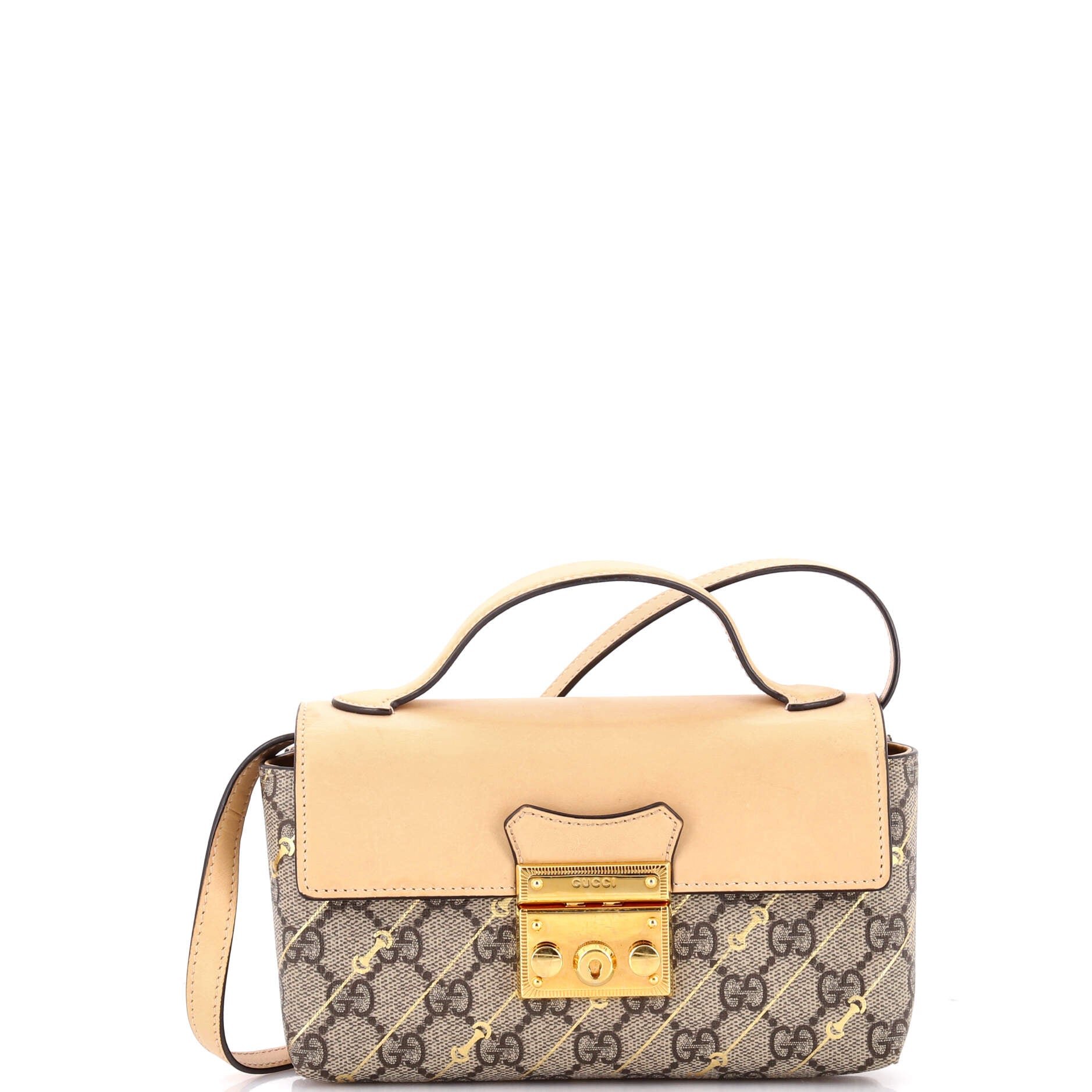 Padlock Top Handle Bag Printed GG Coated Canvas and Leather Mini