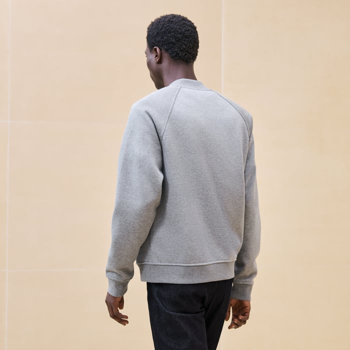 Gris "Metallerie Au Carre" Varsity Jacket With Leather Detail
