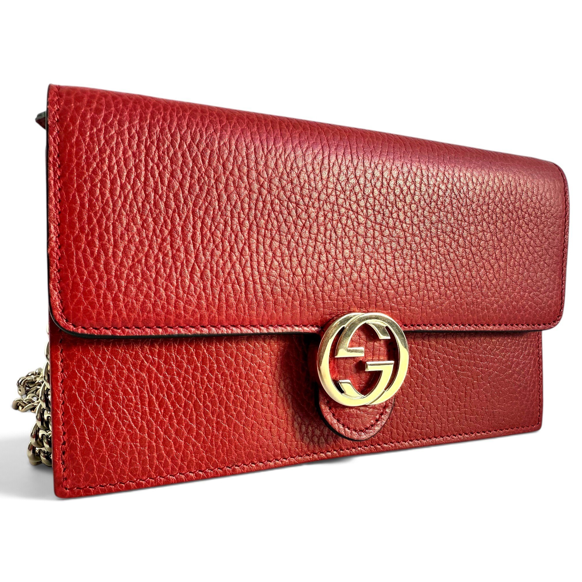 Interlocking leather clutch bag