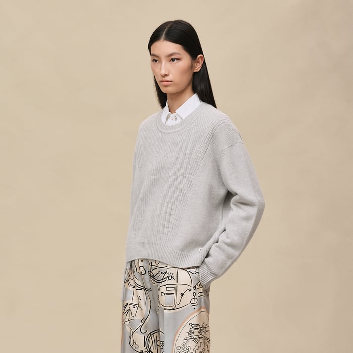 Gris Pervenche Cashmere Long-sleeve Sweater