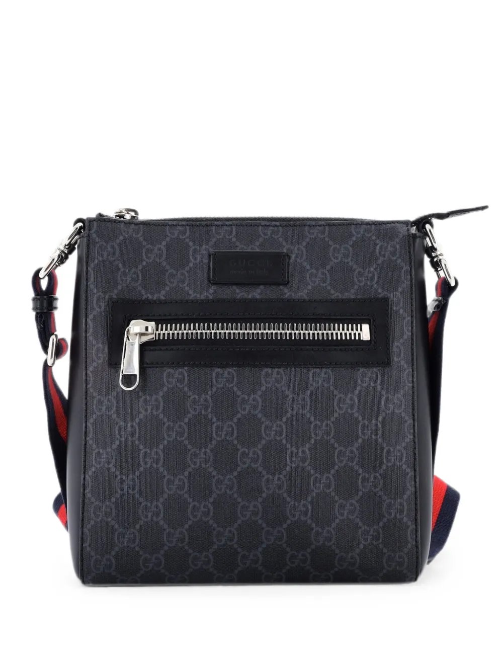 Web Strap Front Zip Messenger Bag GG Coated Canvas Small crossbody bag
