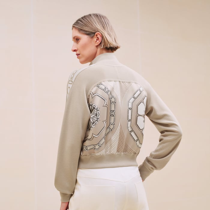 Beige Glaise "Effet Kaleidoscope" Zipped Twillaine Jacket