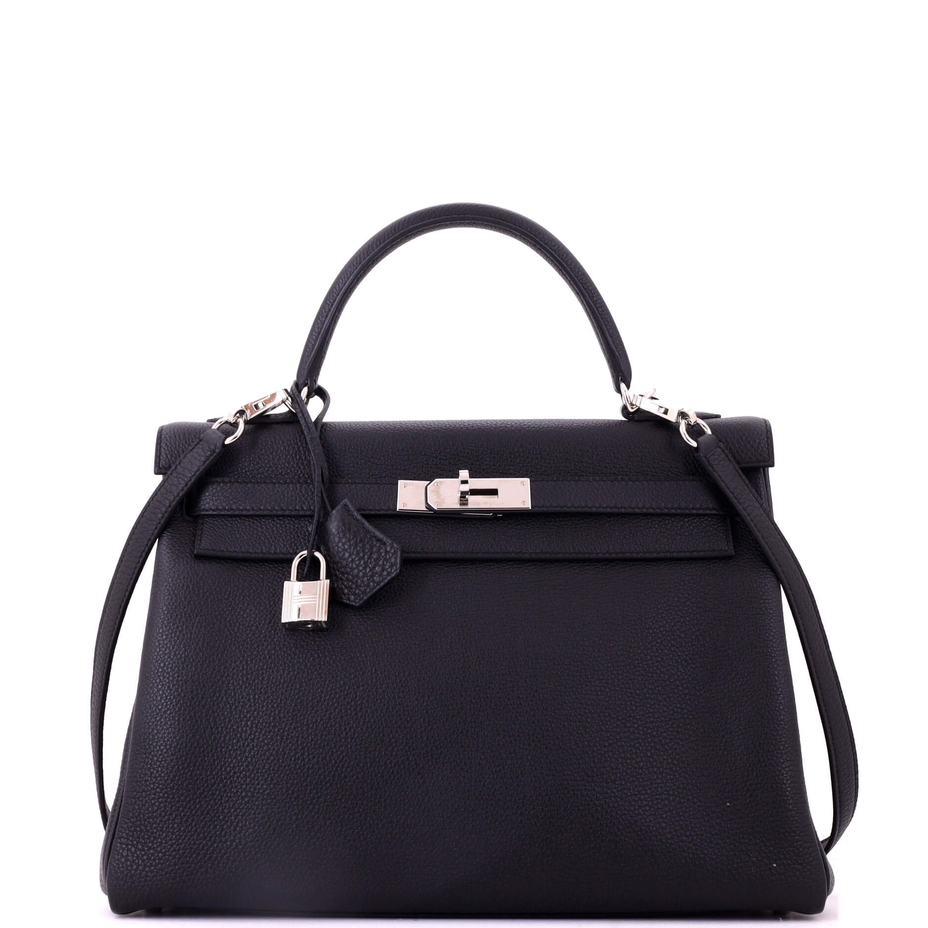 Kelly Handbag Noir Togo with Palladium Hardware 32