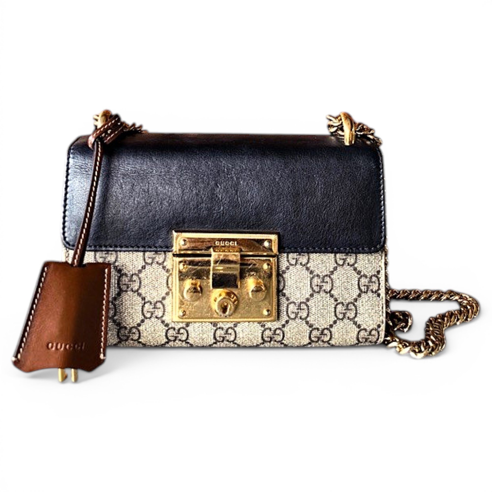 Padlock leather handbag