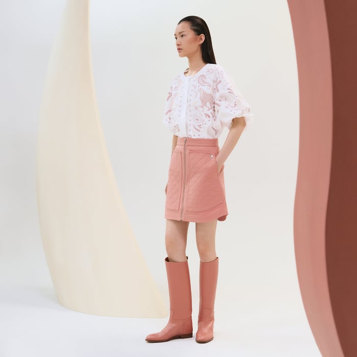 Rose Bubinga Miniskirt With Equestrian Details
