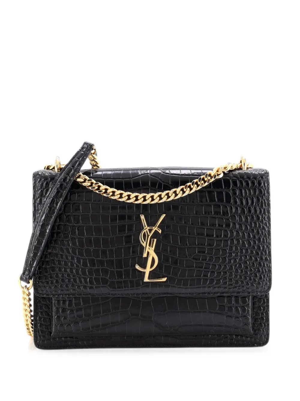 Sunset Crocodile Embossed Leather Medium crossbody bag