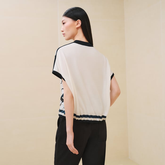 Blanc Naturel "Mors a Jouets Detoure" Short-sleeve Twillaine Sweater