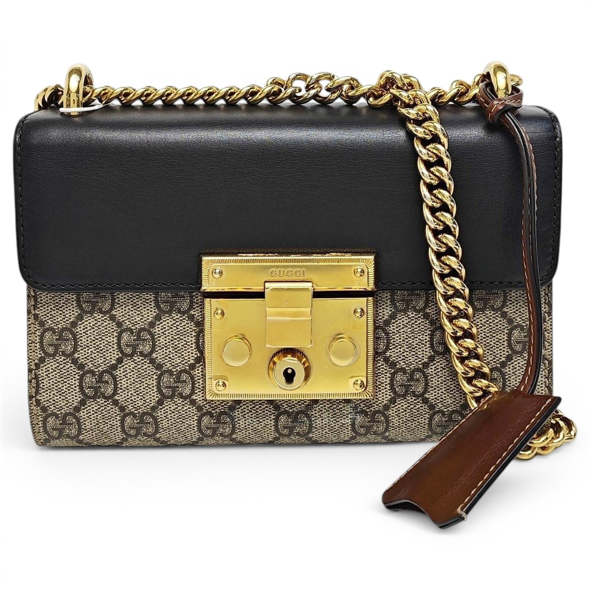 Padlock leather handbag