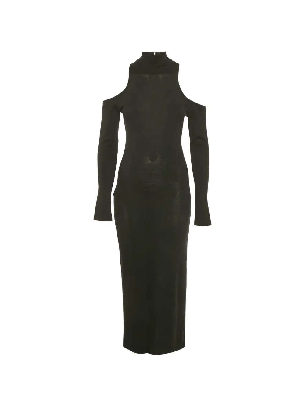 cold-shoulder wool maxi dress
