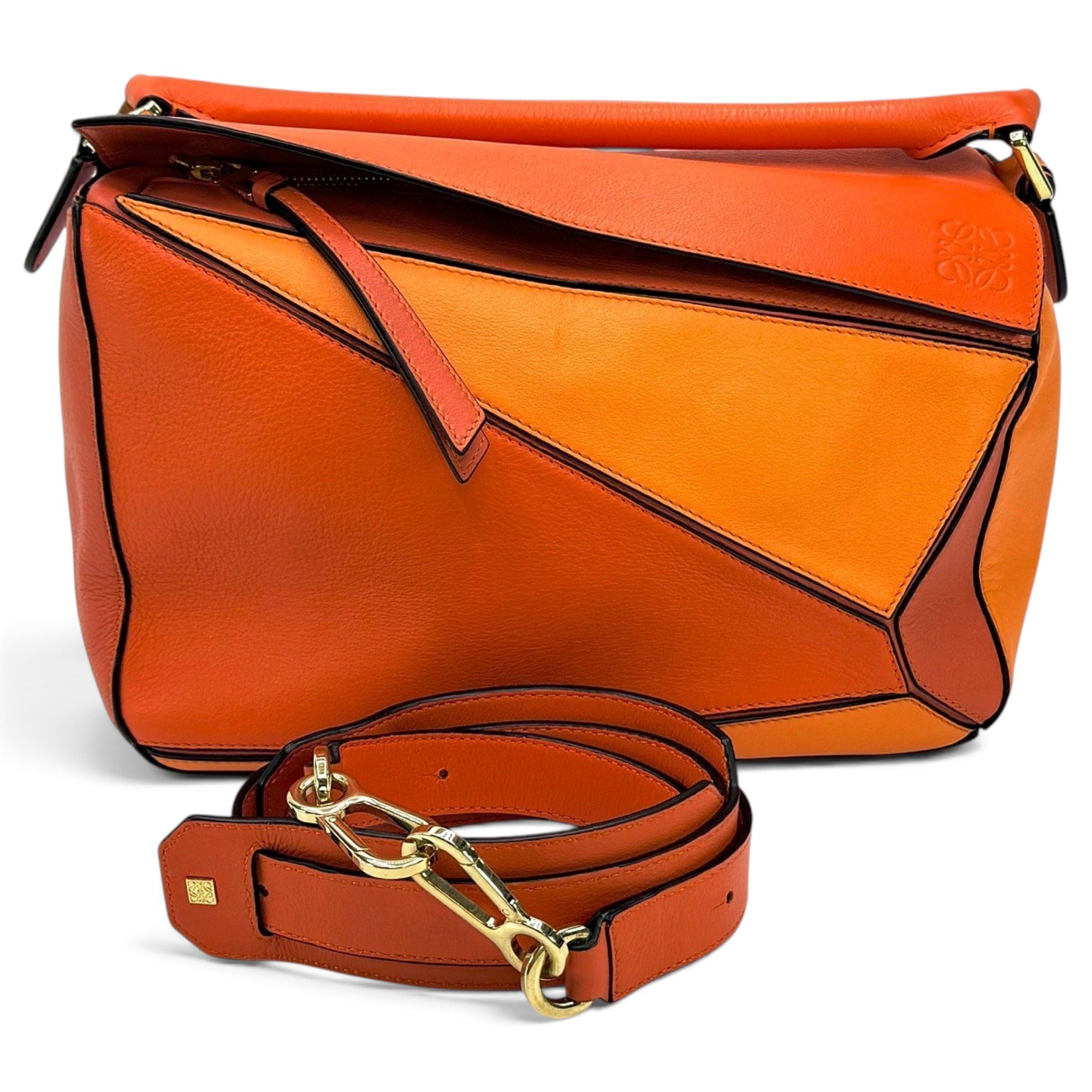 Puzzle leather handbag