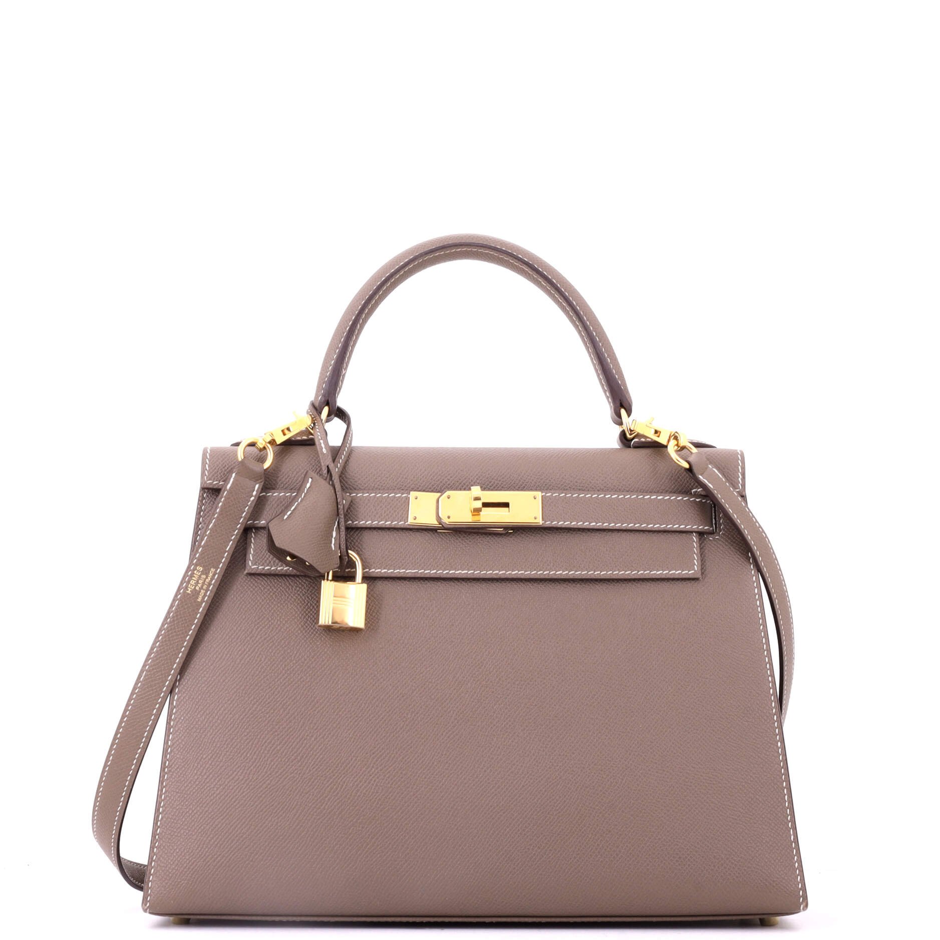 Kelly Handbag Grey Epsom with Gold Hardware 28