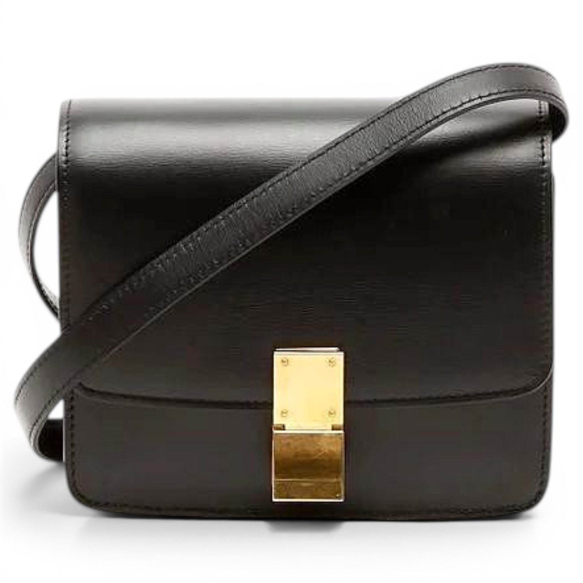 Clasp box leather handbag