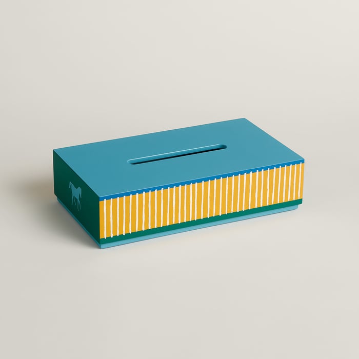 Bleu Cyan Les Cabanes Tissue Box