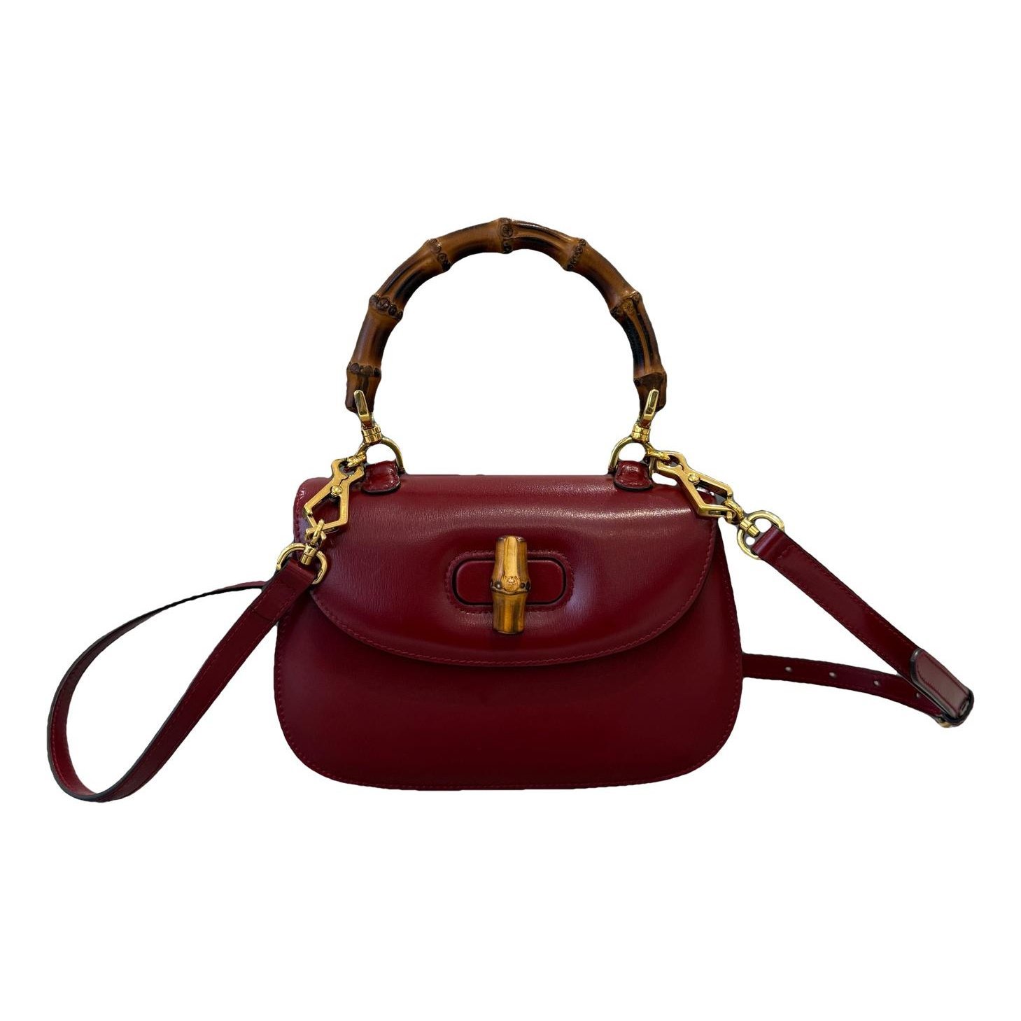 Convertible Bamboo Top Handle leather handbag