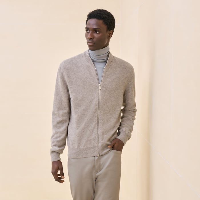Tourbe Cashmere "Double Cotes H" Zipped Jacket