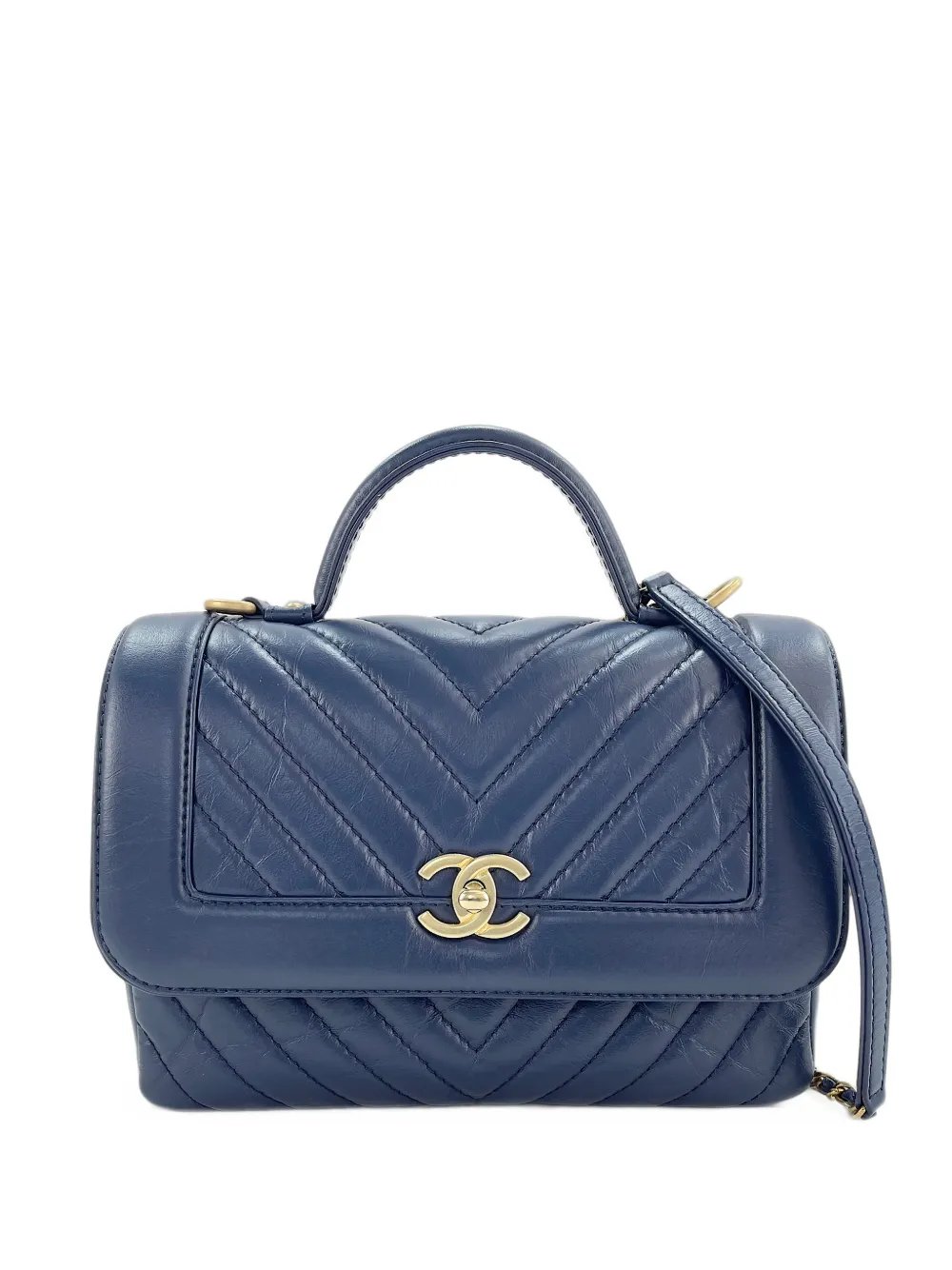 chevron-quilted CC turn-lock shoulder bag